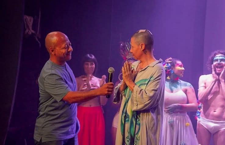 Maria Prada with mentor on stage during academy showcase